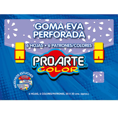 EST.GOMA EVA PERFORADA 6 HJS. 6 COLORES 20x30 cm