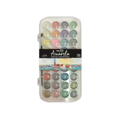 ACUARELA PROARTE EN PASTILLA 36 COL.METALIZADAS