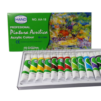 PINTURA ACRILICA.18 POMOS MET.12ml.HAND
