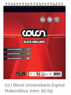 BLOCK COLON UNIVERSITARIO  MAT 7MM BU-32/80 (ESPIRAL)