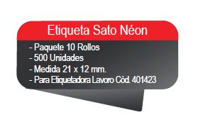 ETIQ. NEON VERDE SATO 500 UN. PQTE 10 ROLLOS FULTONS