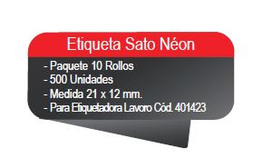 ETIQ. NEON NARANJO SATO 500 UN. PQTE 10 ROLLOS FULTONS