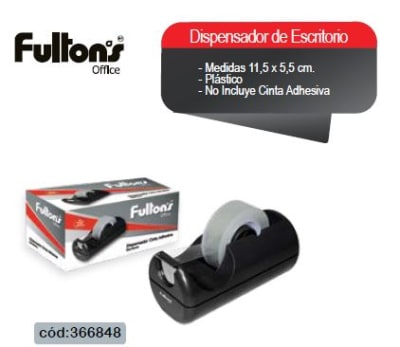 DISPENSADOR CINTA ADHESIVA NEGRO PLAST. ESCRITORIO MINI FULTONS