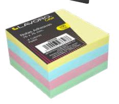 NOTA ADH. 654 76X76 MM. 100 HJS. 4 UN. PASTEL FULTONS