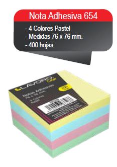 NOTA ADH. 654 76X76 MM. 100 HJS. 4 UN. PASTEL FULTONS