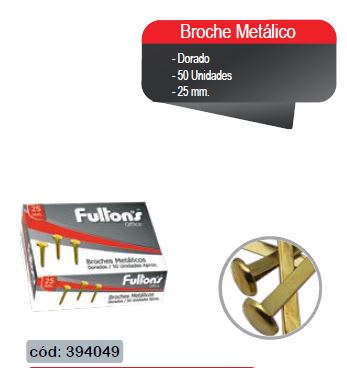 BROCHE METALICO 25 MM. CAJA DE 50 UN. FULTONS
