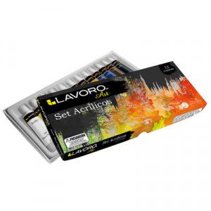 PINTURA ACRILICA CAJA 12 COLORES POMO 12 ML. LAVORO