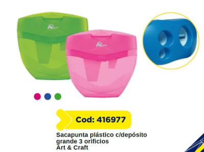 SACAPUNTA PLAST. CON DEPOSITO GRANDE 3 ORIFICIOS 