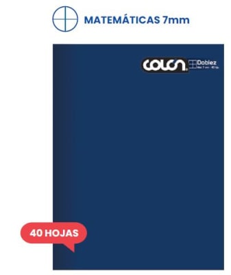 CUADERNO DOBLEZ COLON LISO MAT. 7MM.  40 H (SURTIDO)