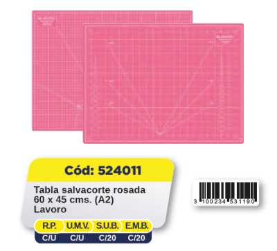 TABLA SALVACORTE 60X45 CMS (A2) ROSADA