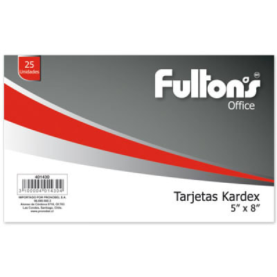 TARJETA KARDEX RAYADAS 5X8 25 UNID FULTONS