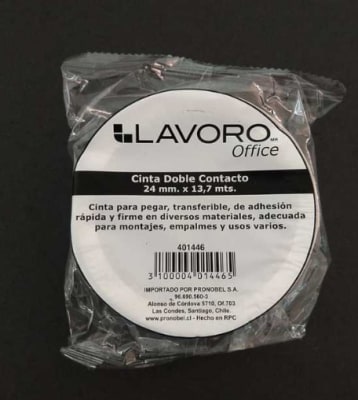 CINTA DOBLE CONTACTO 24 MM X 13.7 MT BLANCO LAVORO