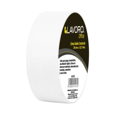 CINTA DOBLE CONTACTO 36 MM X 13.7 MT BLANCO LAVORO