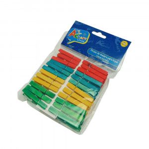 PINZAS PARA ROPA MADERA 48 PCS COL.SURTIDOS 1 X 4.9 CENTIMETROS ART & CRAF