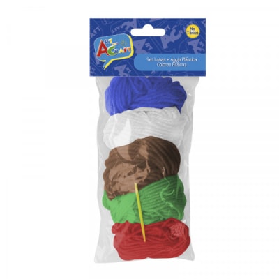 SET LANAS 5 COL. ESPECIALES + 1 AGUJA PLASTICA EN BOLSA ART & CRAF