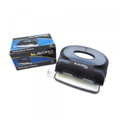 PERFORADORA MEDIANA PLASTICA 15 HJS NEGRA CAJA LAVORO