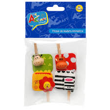 PINZAS DE MADERA ANIMALITOS 4 PCS 3 X 0.4 CM ART & CRAF