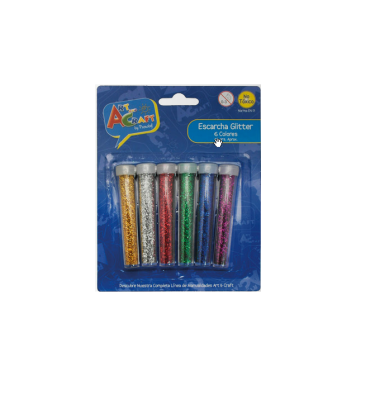 ESCARCHA GLITTER 6 COLORES 4.5 GRS BLISTER ART & CRAF