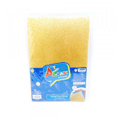 GOMA EVA GLITTER 20X30 CM. 2MM. 6 COL. BOLSA C/HEADER ART & CRAF