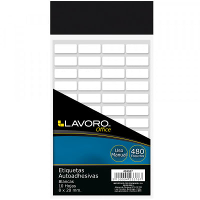 ETIQ. SOBRE AUTOADHESIVA 8 X 20 MM. BLANCA 480 UNI LAVORO
