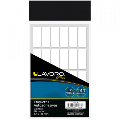 ETIQ. SOBRE AUTOADHESIVA 12X30 MM. BLANCA 240 UN LAVORO