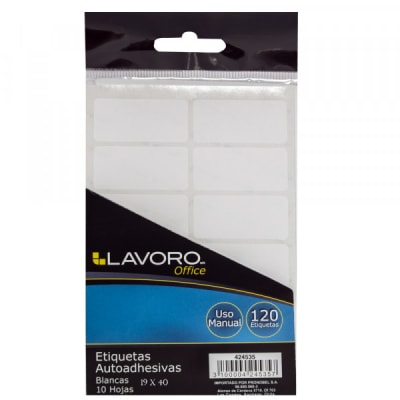 ETIQ. SOBRE AUTOADHESIVA 19X40 MM. BLANCA 120 UNI LAVORO