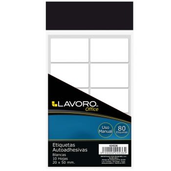ETIQ. SOBRE AUTOADHESIVA 20 X 50 MM. BLANCA 80 UNI LAVORO