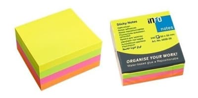 NOTAS ADHESIVAS 240hj COLORES 50x50mm INFO