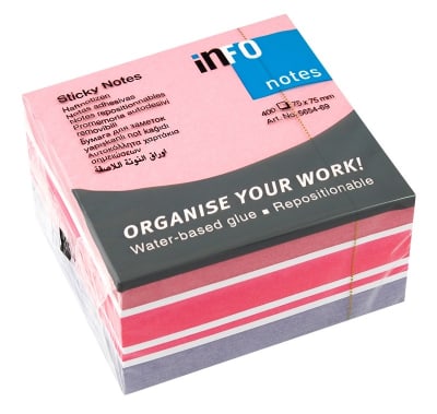 NOTAS ADHESIVAS 400hj ROSADOS 75x75mm INFO