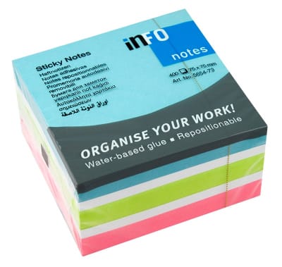 NOTAS ADHESIVAS 400hj CELESTES 75x75mm INFO