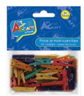 MINI PINZAS PARA ROPA MADERA 45 PCS COLOR 0.9X2.5 CMS ART & CRAF