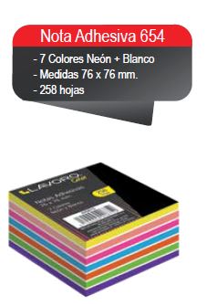 NOTA ADH. 654 76X76MM 258HJS 7COL NEON + BLANCO LAVORO