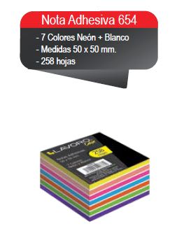 NOTA ADH. 50X50MM 258HJS. 7COL NEON + BLANCO LAVORO