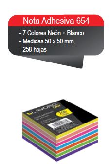 NOTA ADH. 50X50MM 258HJS. 7COL NEON + BLANCO LAVORO