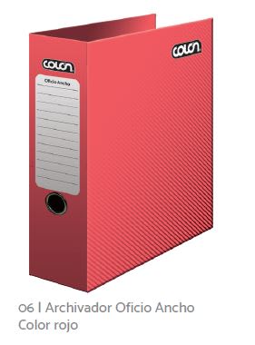 ARCHIVADOR COLON OFICIO ANCHO COLOR ROJO