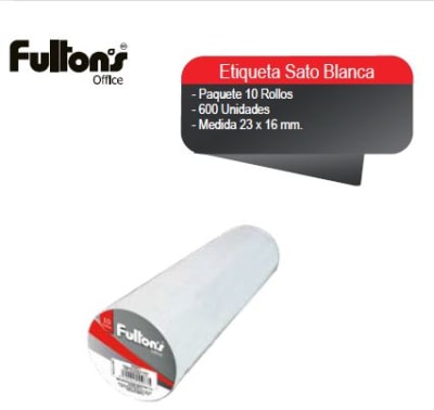 ETIQ. BLANCA SATO 600 UN 2LIN. 10 ROLLOS FULTONS