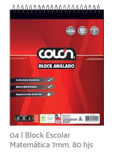 BLOCK COLON ESCOLAR ESPIRAL 7MM BE-32/80