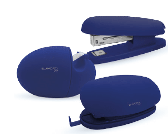 SET PERFORADORA+CORCHETERA+ DISP CINTA PLAST 10H AZUL