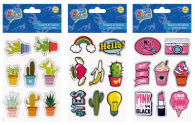 STICKER 3D FASHION 3 SURTIDOS BOLSA C/H ART & CRAF (SURTIDO)