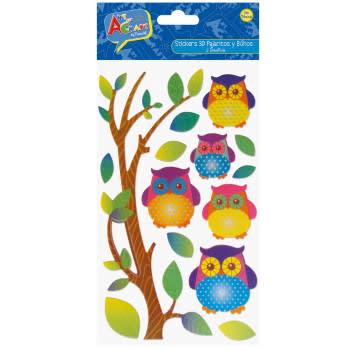 STICKER 3D 2 SURTIDOS PAJARITOS/BUHOS BOL ART & CRAF