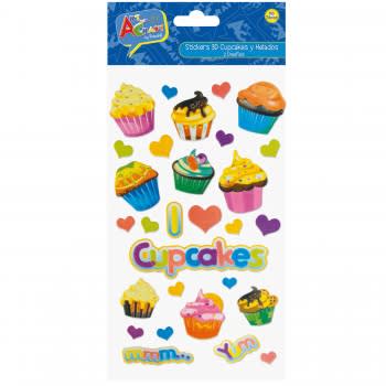 STICKER 3D 2 SURTIDOS CUPCAKE/DULCES BOLSA ART & CRAF