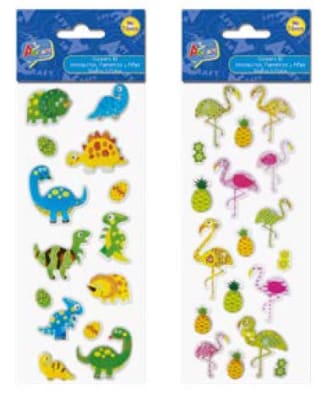 STICKER 3D DINO/PIÑAS Y FLAMING ART & CRAF