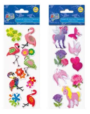 STICKER 3D UNICORNIOS Y FLAMING ART & CRAF