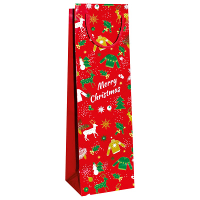 BOLSA DE REGALO NAVIDAD BOTELLA 33X10,5 CM. (SURTIDO)