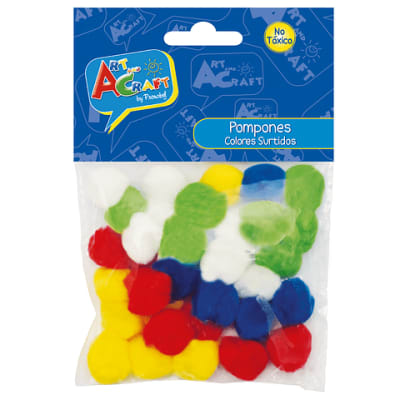 POMPONES 25MM 36 PCS COL. SURTIDOS ART & CRAF