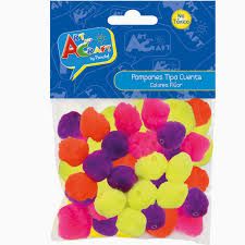 POMPONES TIPO CUENTA 25 PCS COL. SURTIDOS ART & CRAF