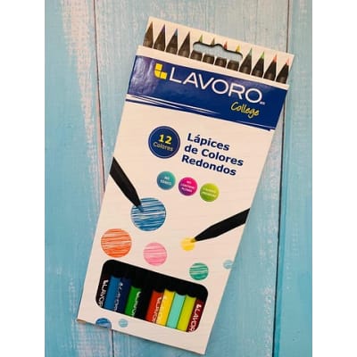 LAPICES DE COLORES 12 LARGO REDONDO  MADERA NEGRA