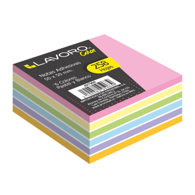 NOTA ADH 50X50MM 258H 6COL PASTEL/BLANCO