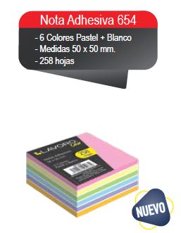 NOTA ADH 50X50MM 258H 6COL PASTEL/BLANCO
