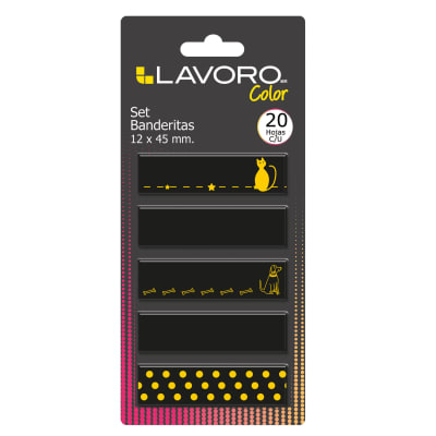 BANDERITAS ADHESIVAS 5U.20H NEGRO/DORADO